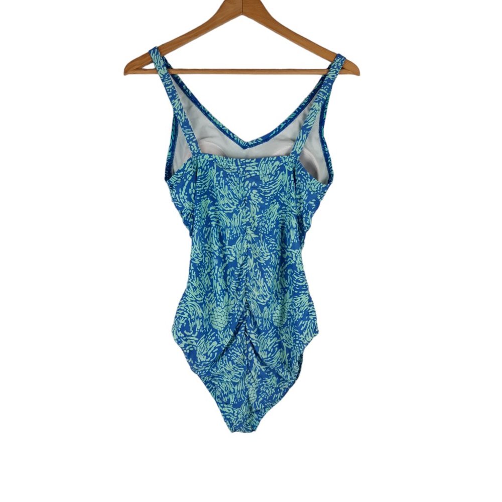 Speedo Blue Pineapple Pattern One Piece Swimsuit Size 10 - Picture 3 of 7